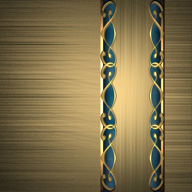 Fondo de oro con una placa de oro con detalles en azules