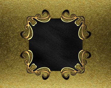 Altın zemin üzerine altın desenleri ile siyah plaket