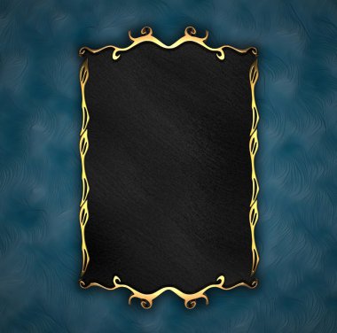 mavi arka plan siyah plaka ve altın trim ile