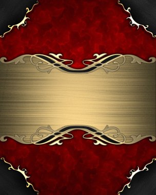 altın plaka üzerinde kırmızı bir arka plan deseni