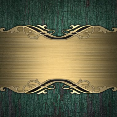 Altın çerçeve ile eski ahşap arka plan