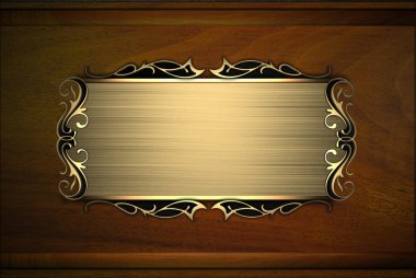 ahşap zemin üzerine altın tabakta güzel desen