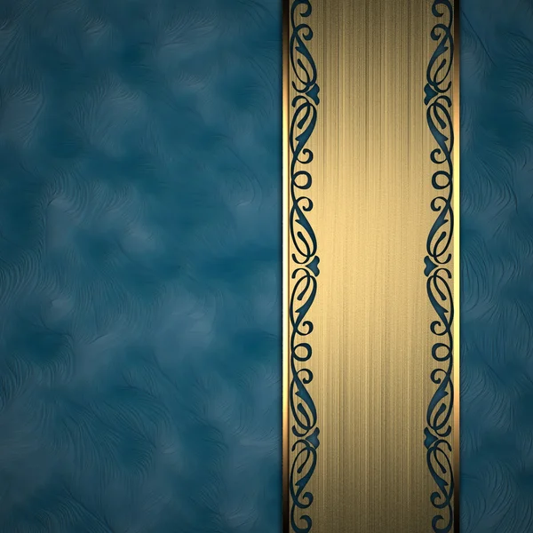 Belo padrão em uma placa de ouro em um fundo azul — Fotografia de Stock