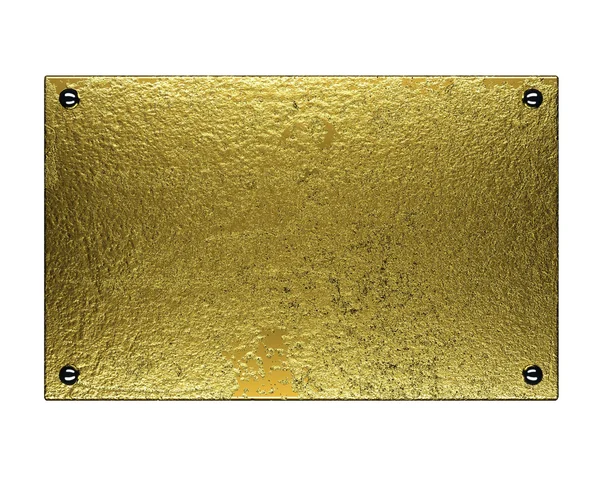 Grunge placa dorada aislada sobre fondo blanco —  Fotos de Stock