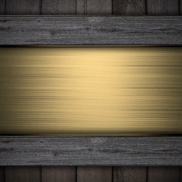 Altın bant ile ahşap arka plan. tasarım şablonu — Stok fotoğraf