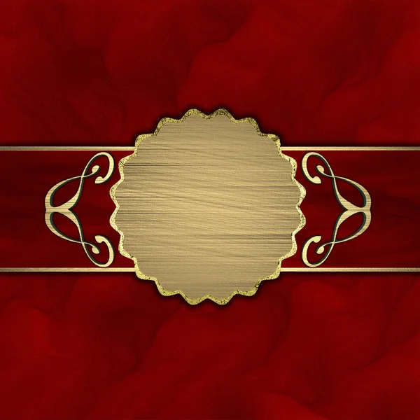 Fond rouge avec une bande rouge et un cercle d'or — Photo