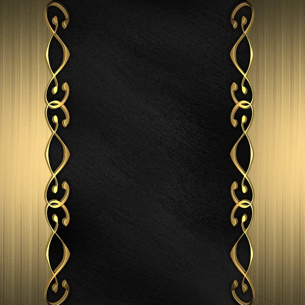 Black background with beautiful gold ornaments at the edges — Stock Photo, Image