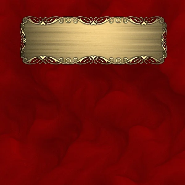 Prachtig patroon op een gouden plaat op een rode achtergrond — Stockfoto