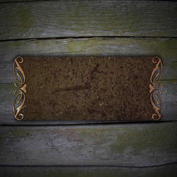 防錆金属板と木製の背景 — ストック写真