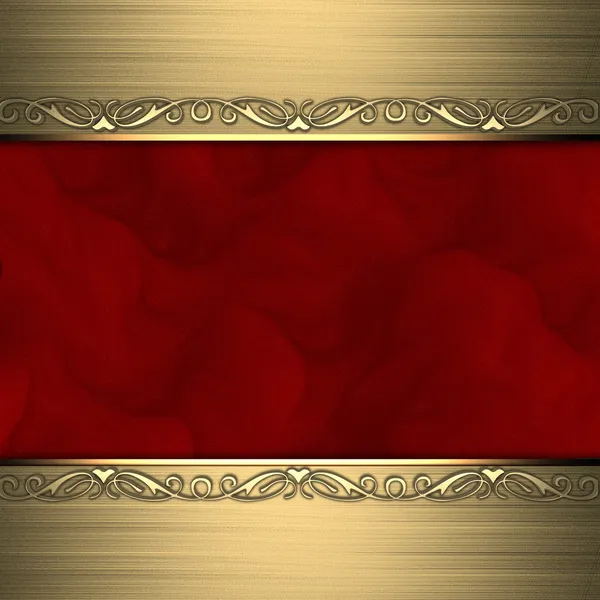 Red background with beautiful gold ornaments at the edges — Stock Photo, Image