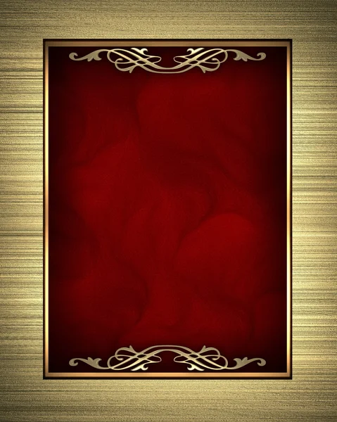 Золотая рамка на красном фоне — стоковое фото