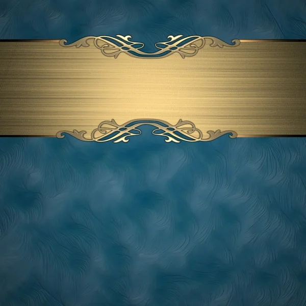 Mönster på en guld-platta på blå bakgrund — Stockfoto