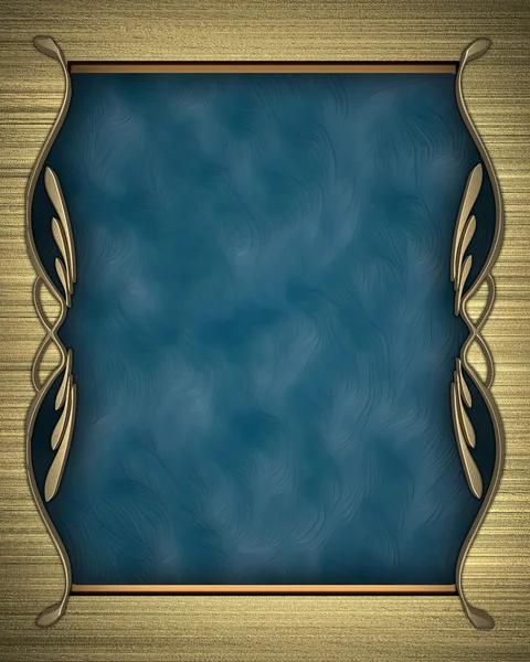 Goldhintergrund mit blauem Namensschild mit Goldmuster — Stockfoto