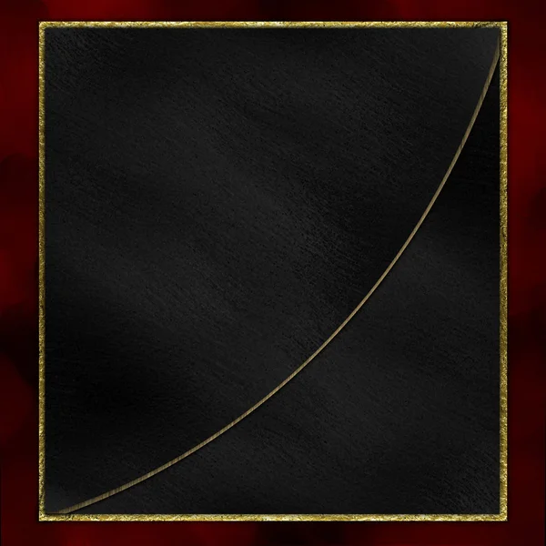 Black square with a gold border separated by a golden line