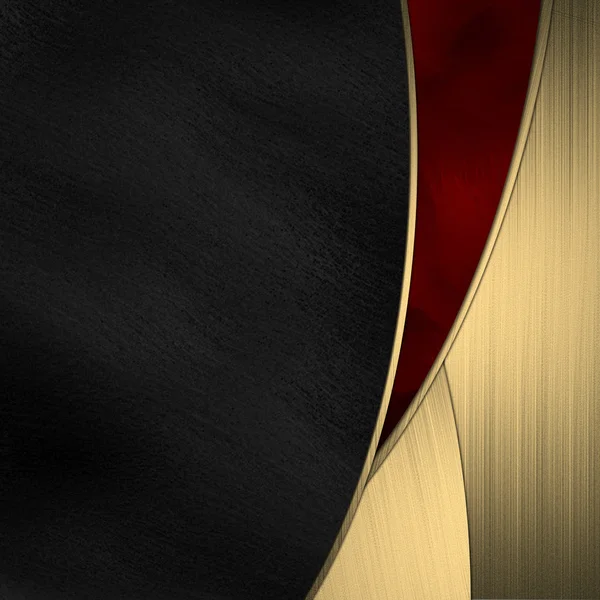 Black background with a beautiful red and gold cut — Stock Photo, Image