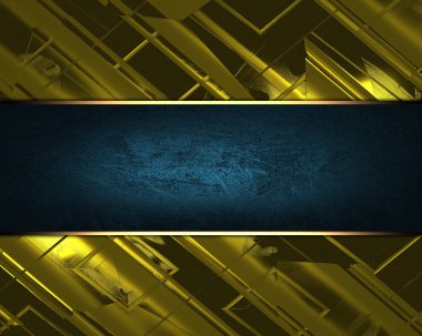 Altın (sarı) arka plan mavi bir tabela ile.