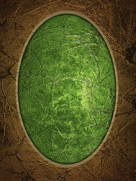 Fundo de ouro bonito com um oval recortes verdes . — Fotografia de Stock