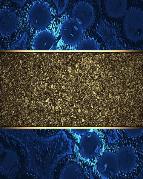 Fond bleu avec une plaque signalétique en or . — Photo