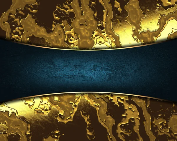 Formgivningsmall. guld bakgrund med en blå namnskylt. — Stockfoto
