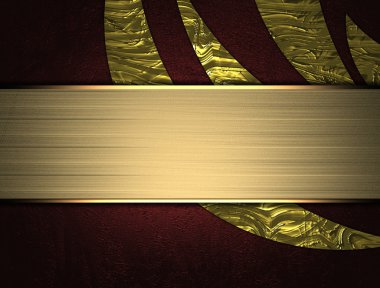 kırmızı arka plan ile soyut altın deseni ve altın tabela.