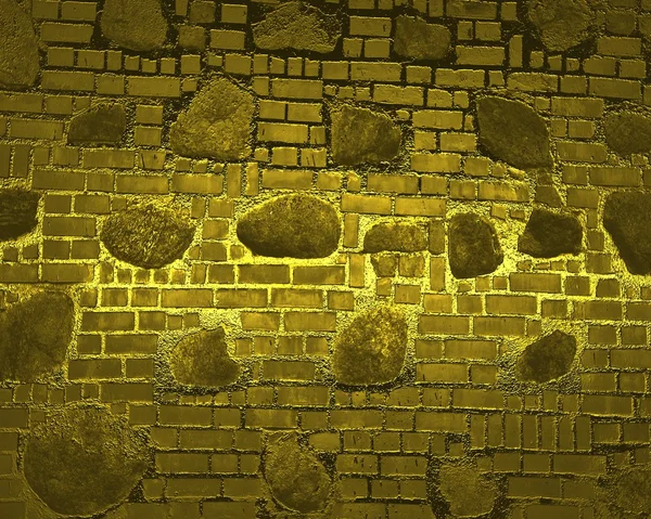 Goldene Textur aus Stein und Ziegel — Stockfoto