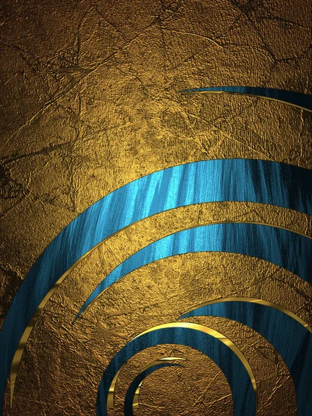 Fondo de oro con patrón azul abstracto y placa de identificación . — Foto de Stock