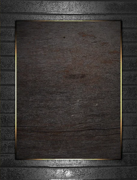 metal arka plan yazmak için ahşap tabela ile.