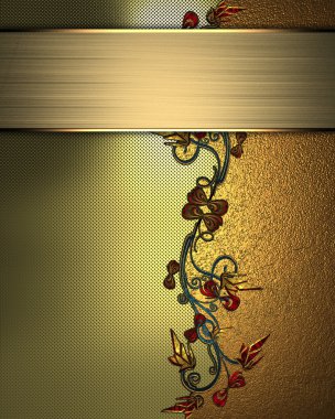 gouden achtergrond met abstracte plant patroon en goud naamplaatje