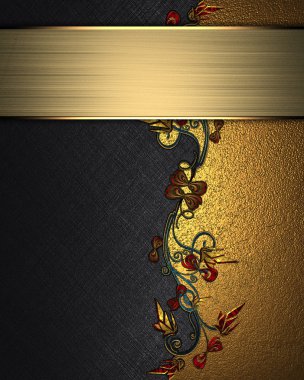 siyah arka plan ile soyut bitki deseni ve gold üye