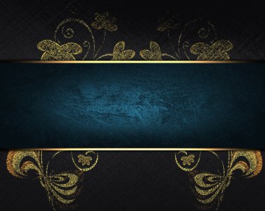 siyah arka plan ve mavi bir tabela ile altın çiçek.