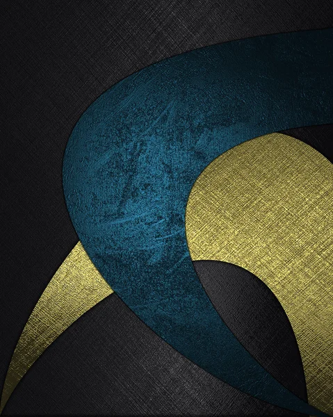 Fondo negro con patrones abstractos de color azul y dorado . — Foto de Stock