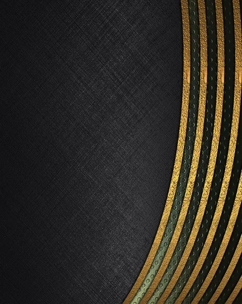 Schwarzer Hintergrund mit goldenen Streifen und grünen Einsätzen. — Stockfoto