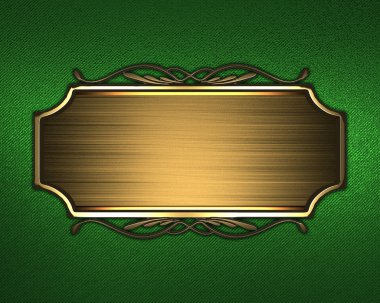 yeşil renkli altın tabela ve kenar desen.