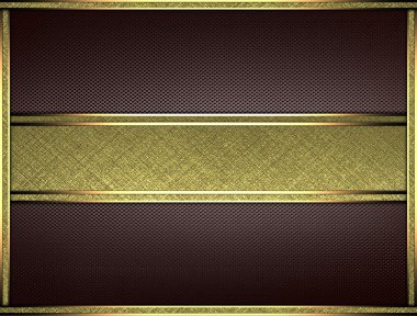 Altın şerit kenarlar ve yazmak için altın tabela ile kahverengi zemin.