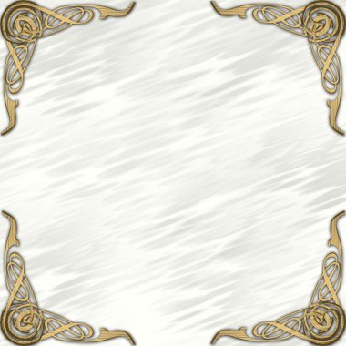 yazıt için şablon. beyaz zemin üzerinde altın köşeler soyut desenli.