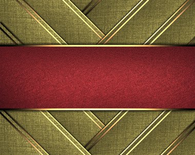 yazıt için şablon. Altın şeritler ve kırmızı tabela altın arka plan.