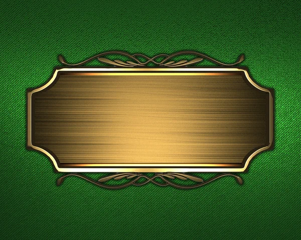 Green Background with gold nameplate and a pattern on the edge. — Stock Photo, Image