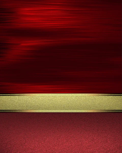 Złoty pasek czerwony i streszczenie tło czerwone podzielony. — Zdjęcie stockowe