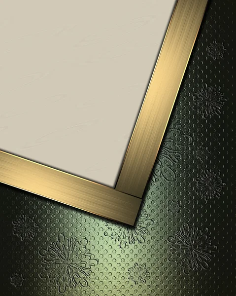 Yeşil arka plan beyaz tabela ve kenarlarda altın şerit. — Stok fotoğraf
