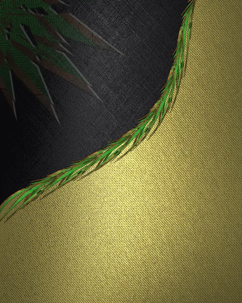 Guld bakgrund, svart bakgrund separerade spruce grenar — Stockfoto