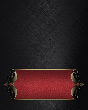 siyah arka plan ile altın süslü kenarları kırmızı tabela