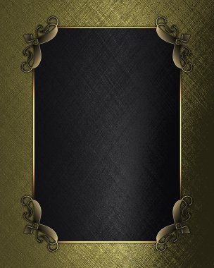 şablon yazmak için. altın arka plan siyah tabela ve altın süslü kenarları ile