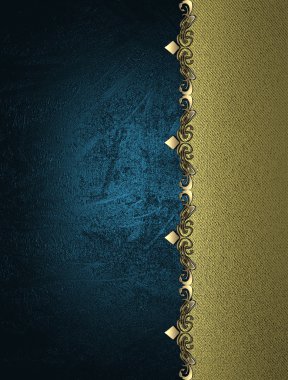 bir altın plaka kenarlarda bir desen ile mavi arka plan.