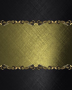 siyah zemin desenleri kenarları ile altın isim levhası