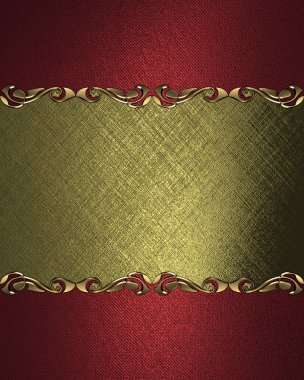 kenarlarda desenleri ile altın isim levhası ile kırmızı bir arka plan