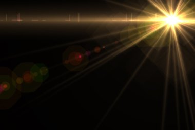 mercek parlaması yıldız, güneş. arka plan ışınları.