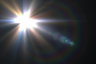 mercek parlaması yıldız, güneş. arka plan ışınları.