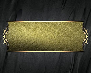 siyah arka plan ile altın plaka ve güzel bir altın trim