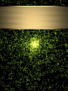 Abstract Green particles, with gold nameplate. burst of energy. clipart
