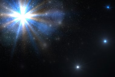 mercek parlaması yıldız, güneş. arka plan ışınları.